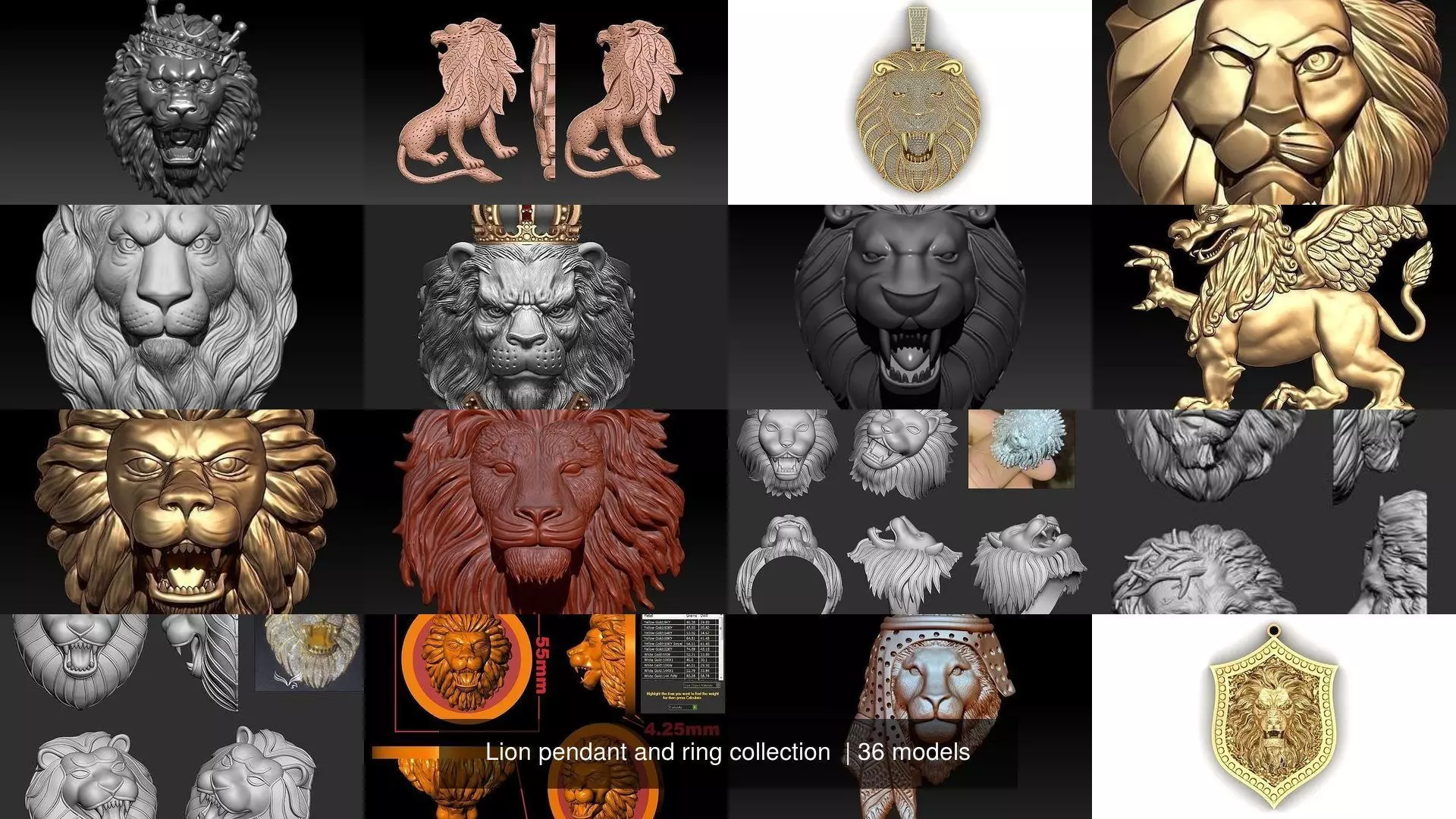 Lion pendant and ring collection  _0
