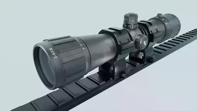 Precision 8X Gun Scope - High-Quality 3D Model