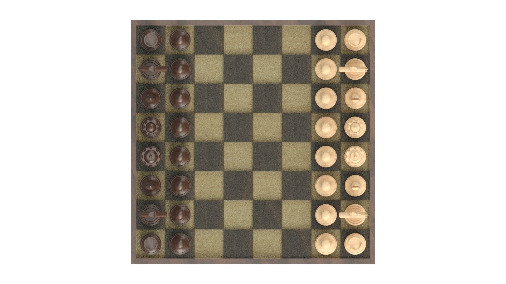 Wooden Chess Set 3D model_4