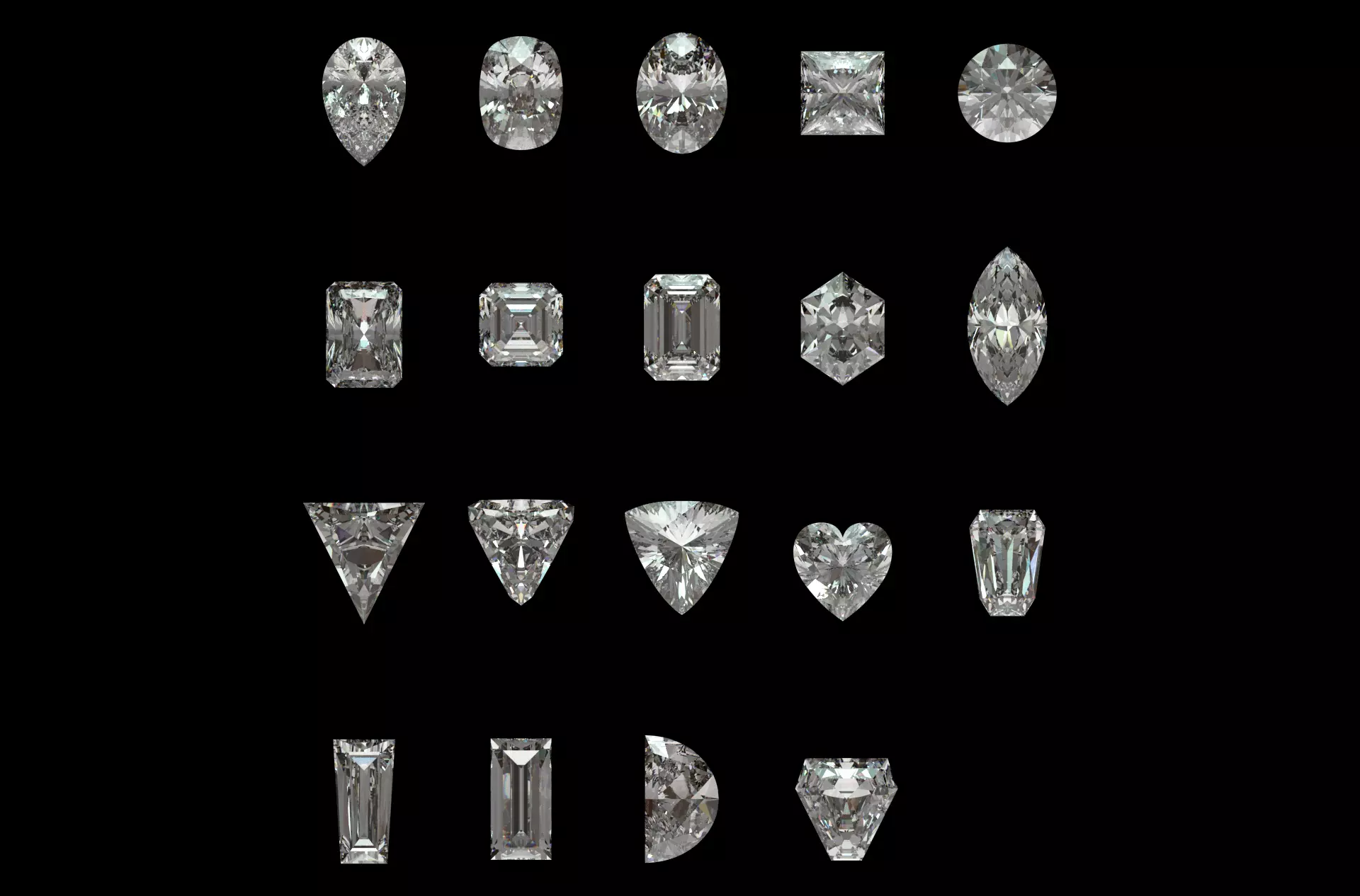 All Diamond Shapes Free 3D print model_0