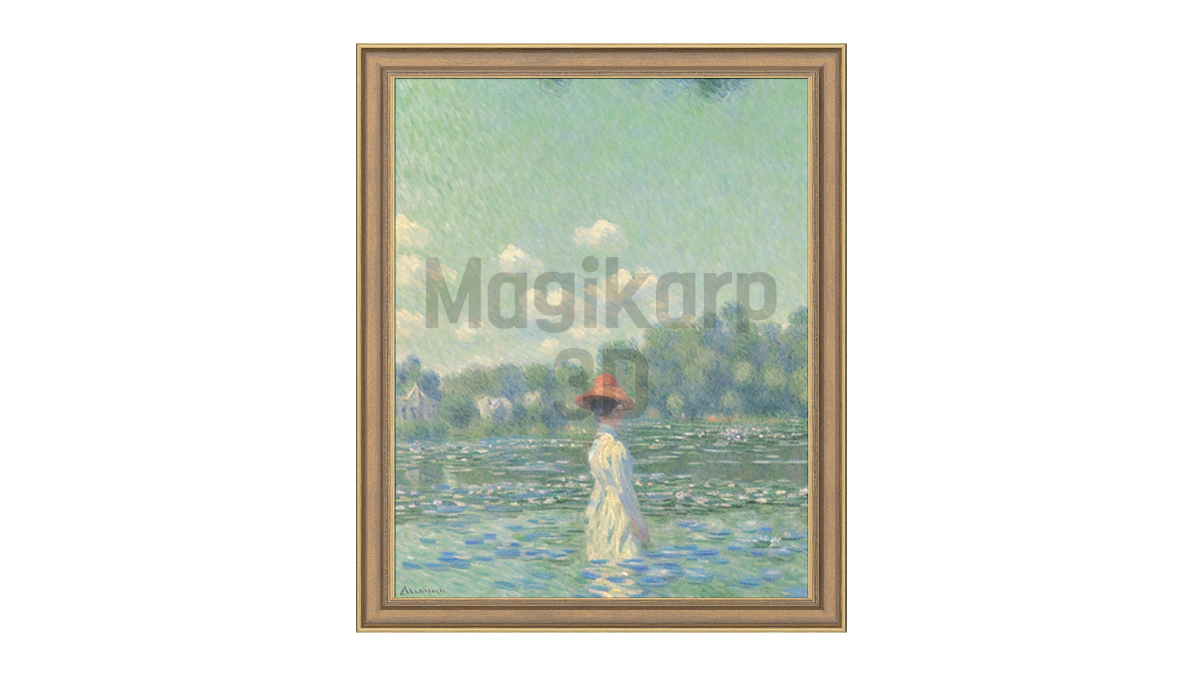 10 Monet Style Paintings Set - Game Ready Asset Low-poly 3D model_13