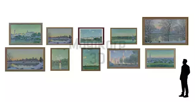 10 Monet Style Paintings Set - Game Ready Asset