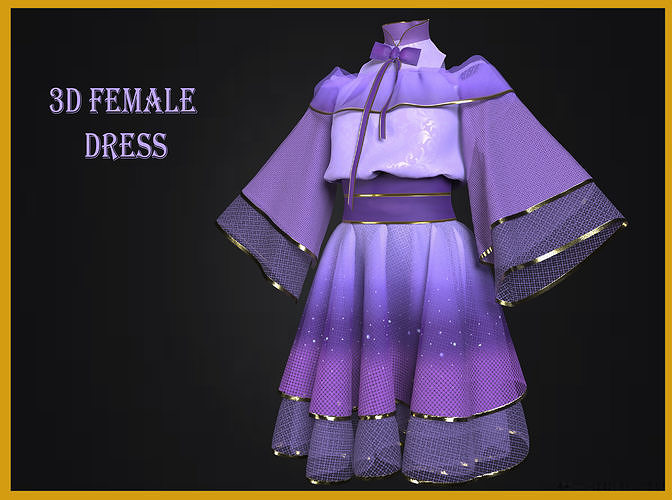 3D fantasy female dress  3D model