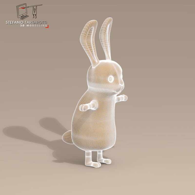Rabbit cartoon character 3D model_1