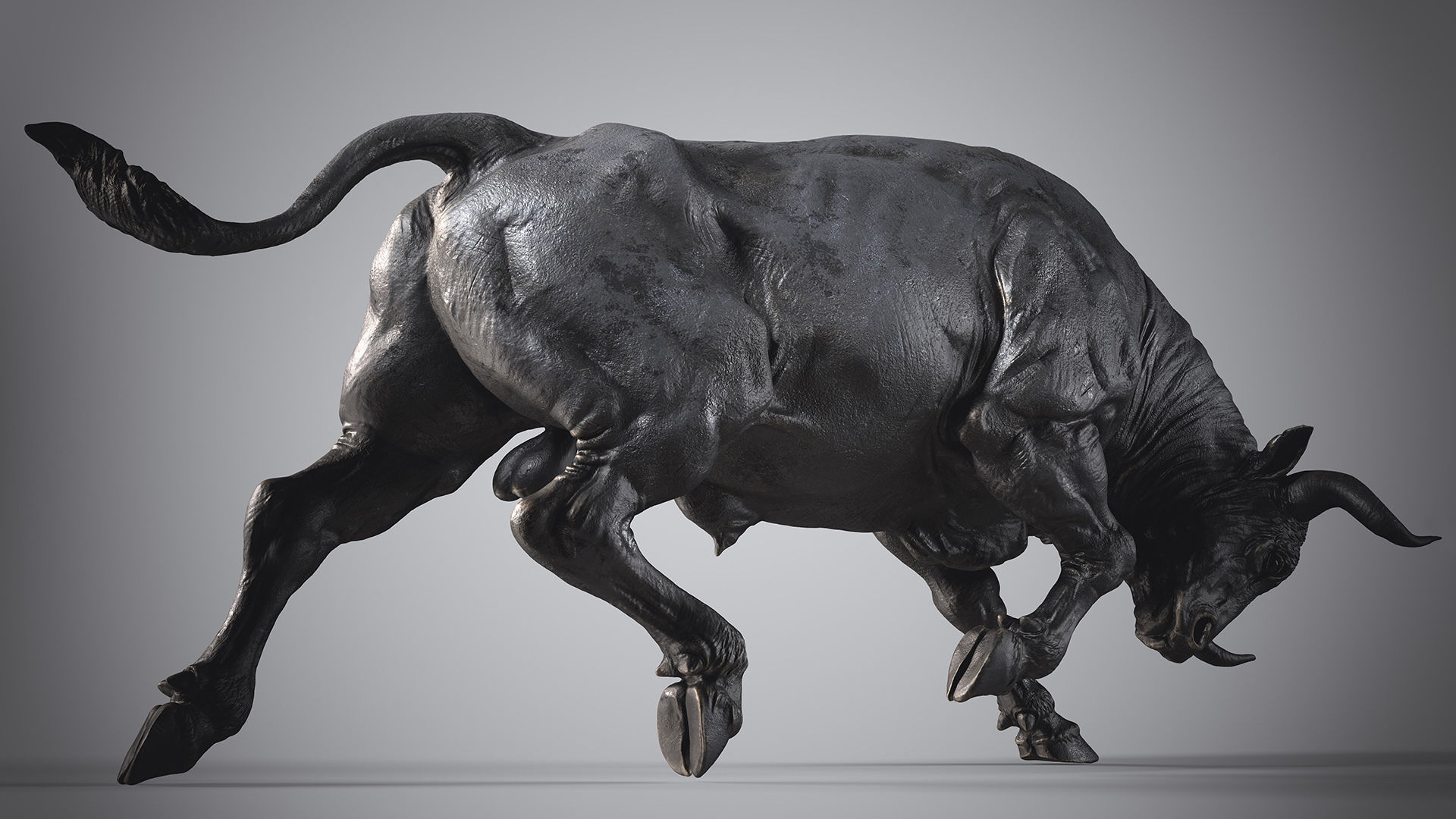 Bull attack - 3D Sculpting - High Poly  3D print model_9
