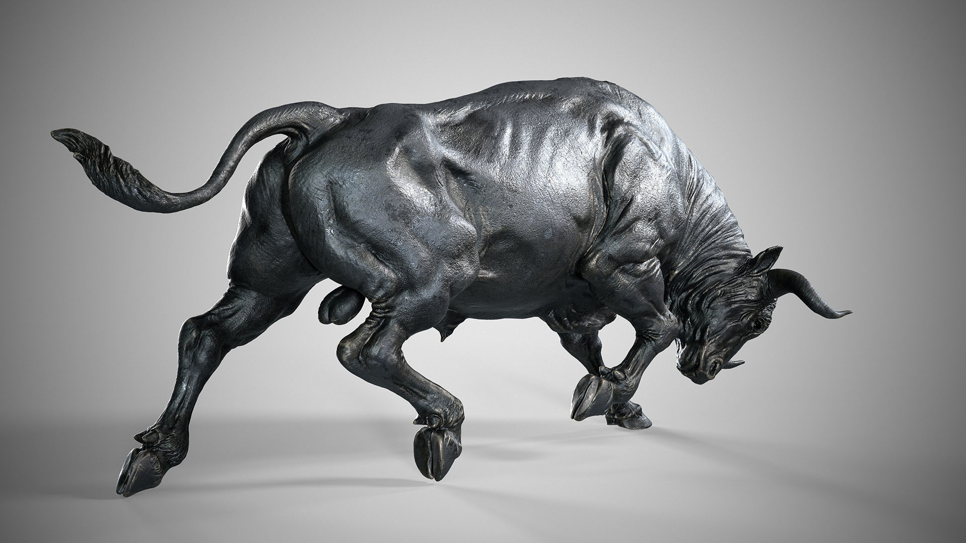 Bull attack - 3D Sculpting - High Poly  3D print model_6