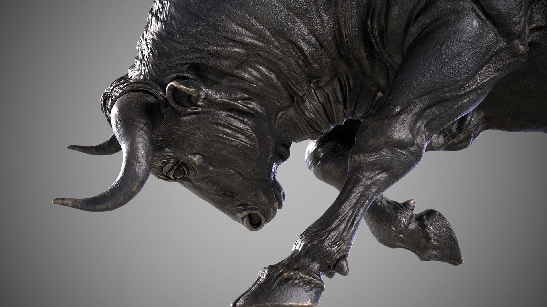 Bull attack - 3D Sculpting - High Poly  3D print model_7