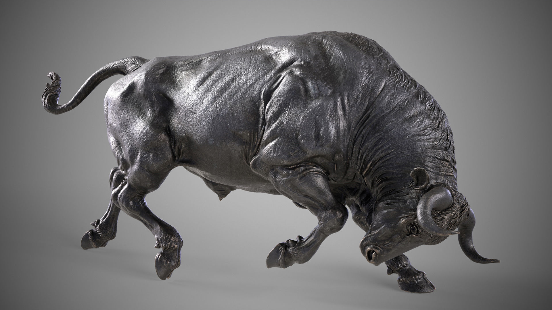 Bull attack - 3D Sculpting - High Poly  3D print model_2