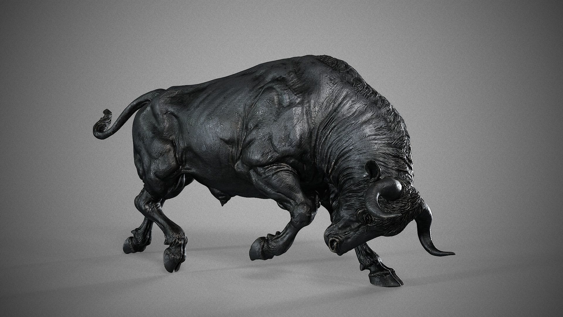 Bull attack - 3D Sculpting - High Poly  3D print model_8