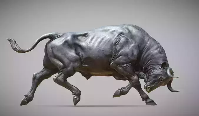 Bull attack - 3D Sculpting - High Poly  3D print model
