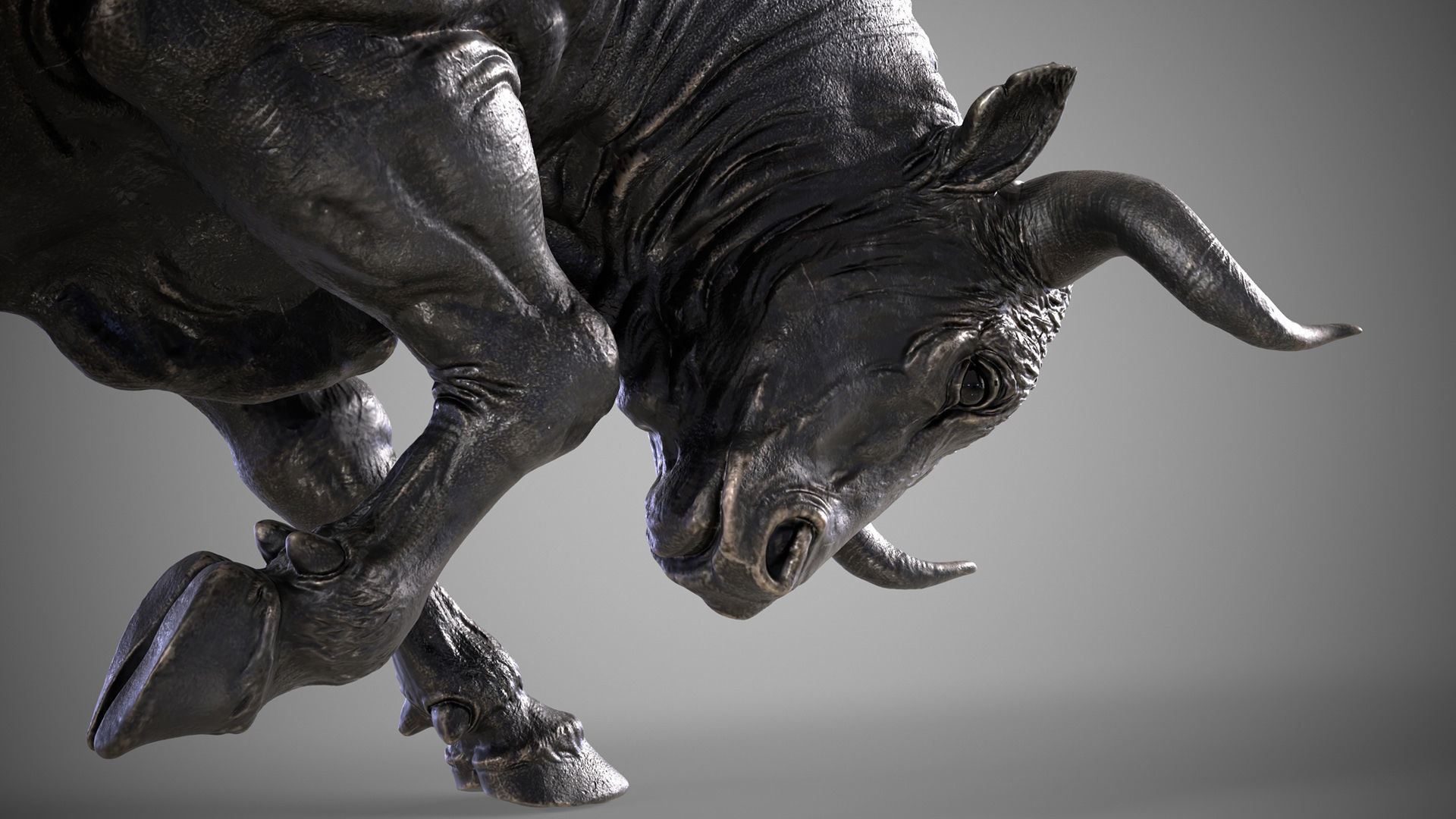 Bull attack - 3D Sculpting - High Poly  3D print model_4