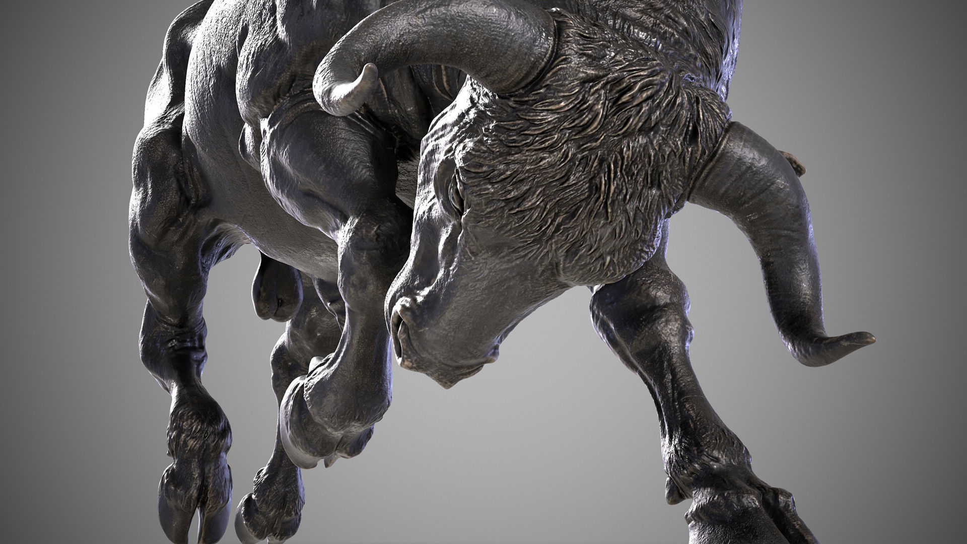 Bull attack - 3D Sculpting - High Poly  3D print model_5