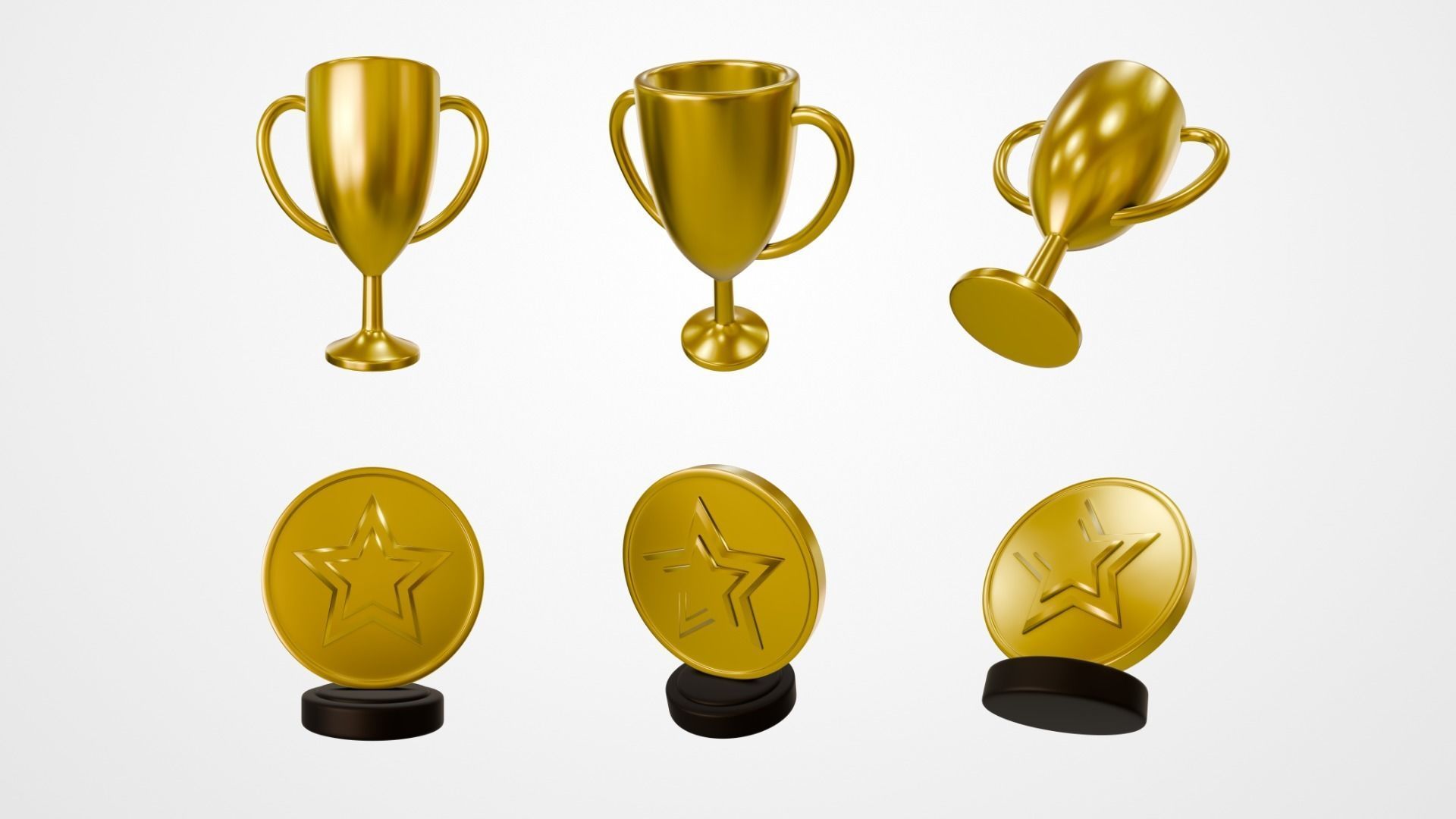 Gold Trophy Low-poly 3D model_4