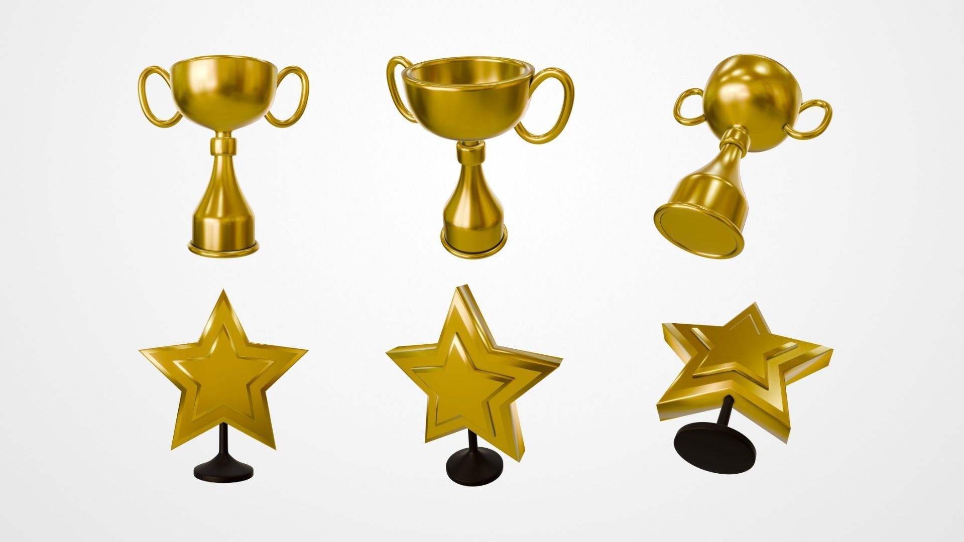 Gold Trophy Low-poly 3D model_3