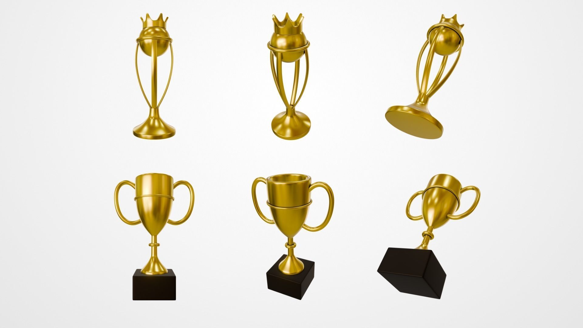 Gold Trophy Low-poly 3D model_2