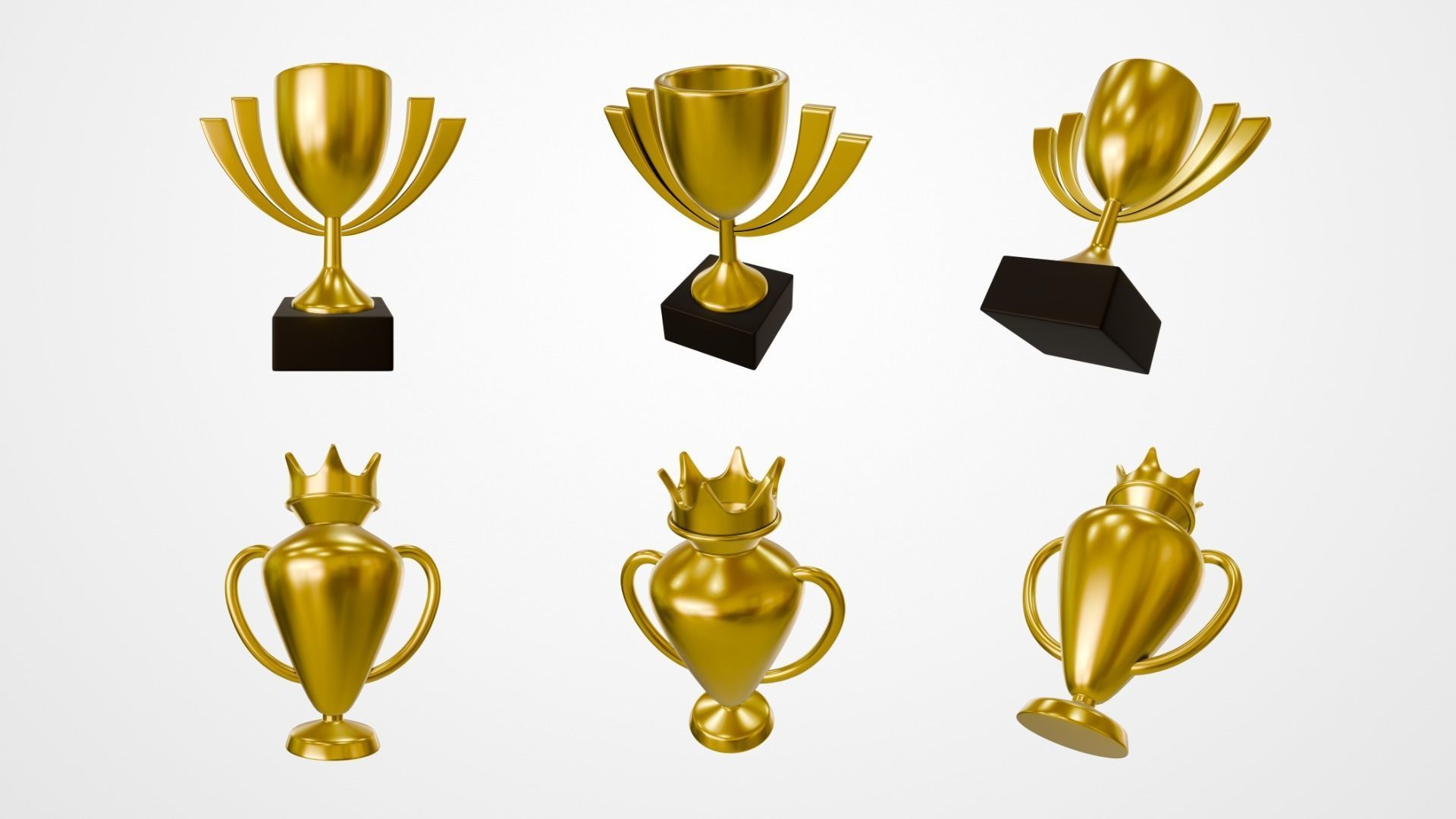 Gold Trophy Low-poly 3D model_1