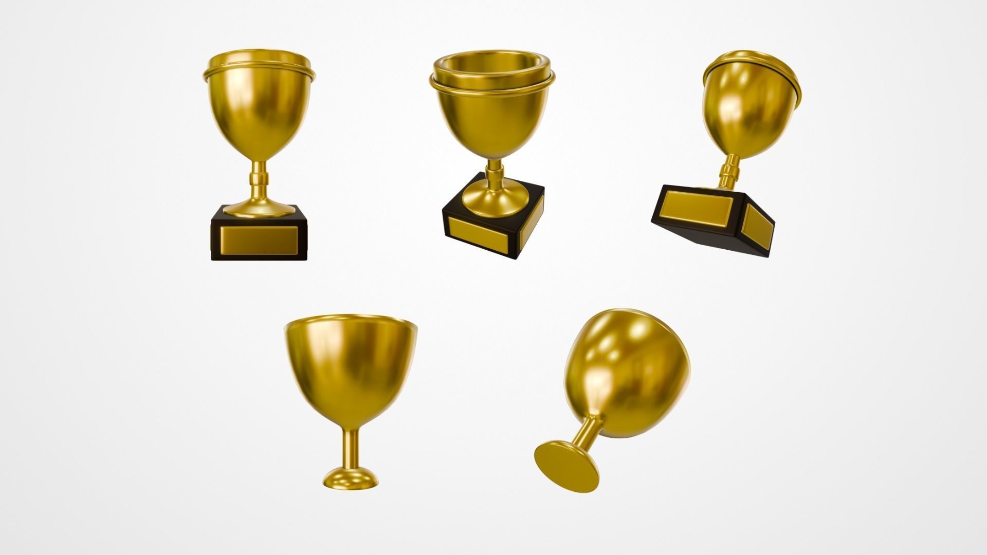 Gold Trophy Low-poly 3D model_5