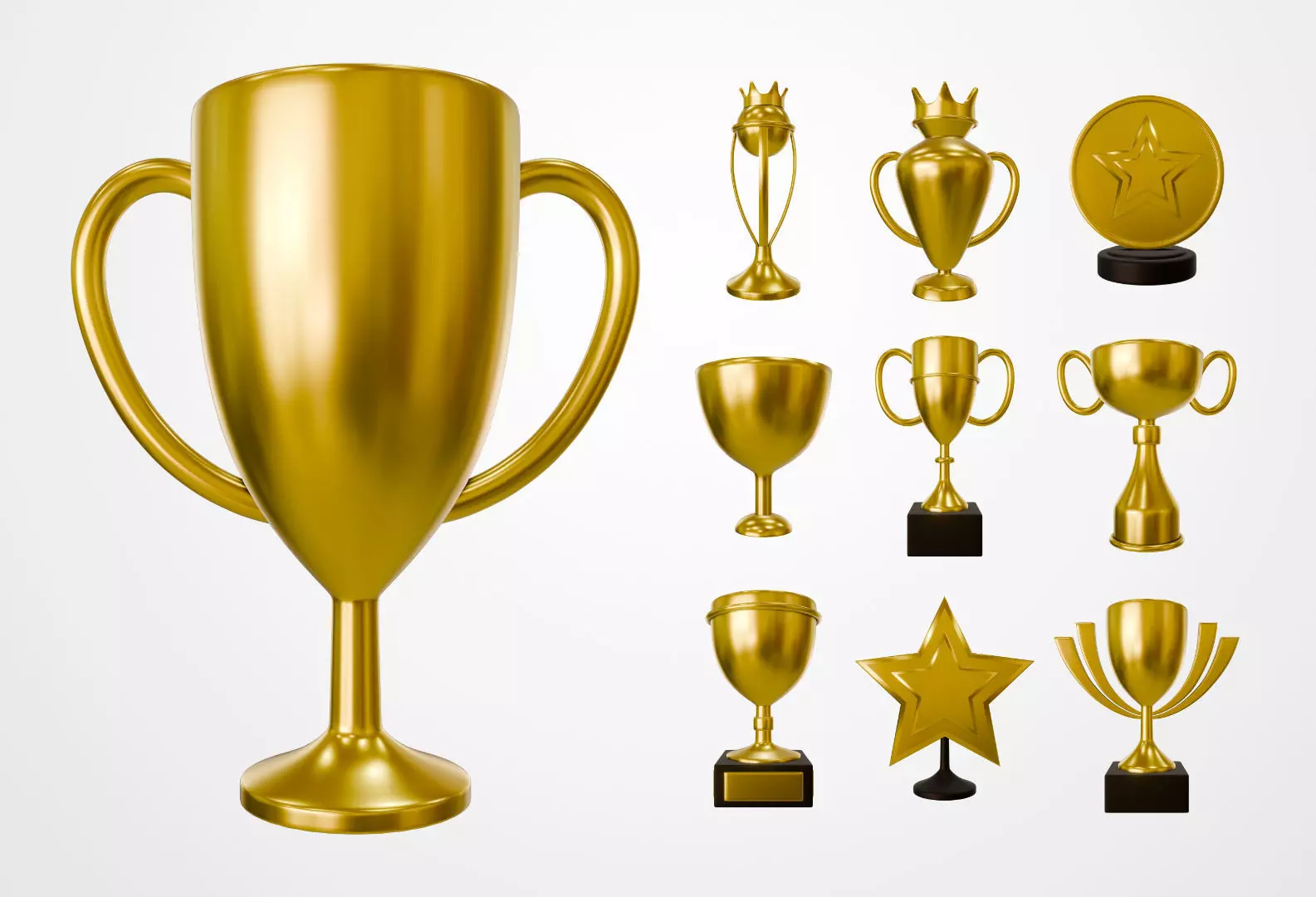 Gold Trophy Low-poly 3D model_0