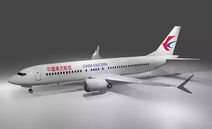 China Eastern Boeing 737 max 8 3D Model with cockpit Low-poly 3D model