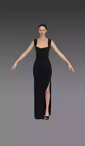 Heart shaped neckline dress skirt slit asymetric