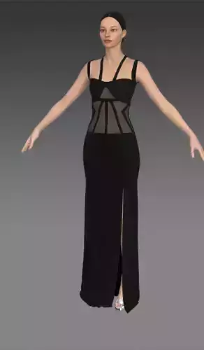 Dress corset  vual detail and black 