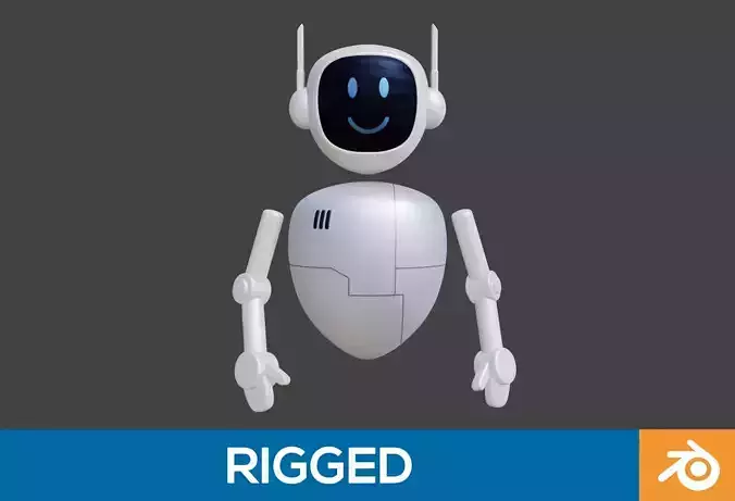 Robot Character Rigged Low-poly 3D model