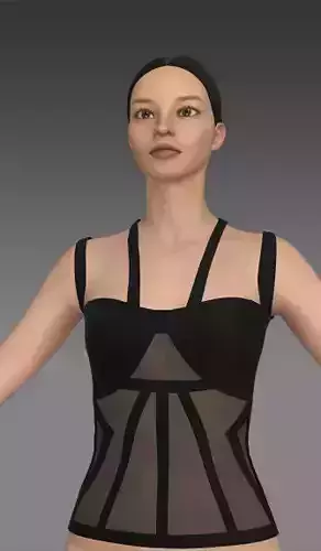 corset  vual detail and black color matte