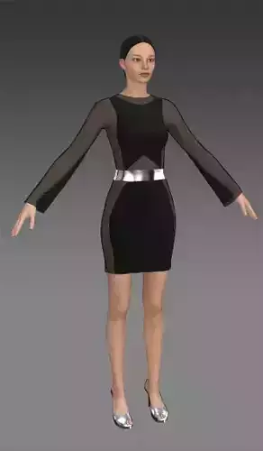 Dress black color hourglass shape