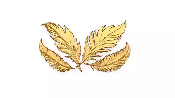 feather decor set wall mural 02 3D model