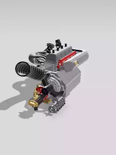 Turbo Half Hemi 1 piece complete LOW POLY Low-poly 3D model
