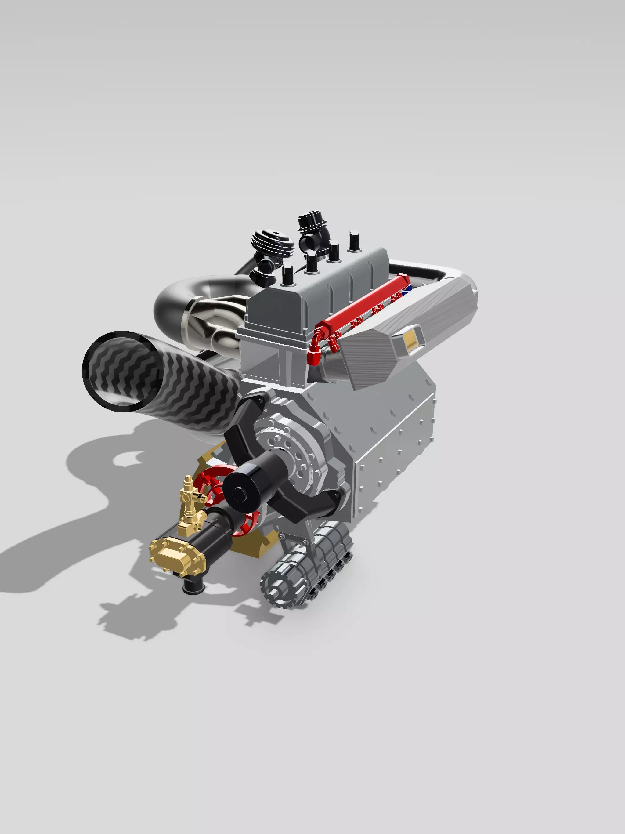 Turbo Half Hemi 1 piece complete LOW POLY Low-poly 3D model