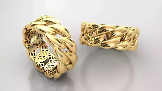 Cuban link chain ring