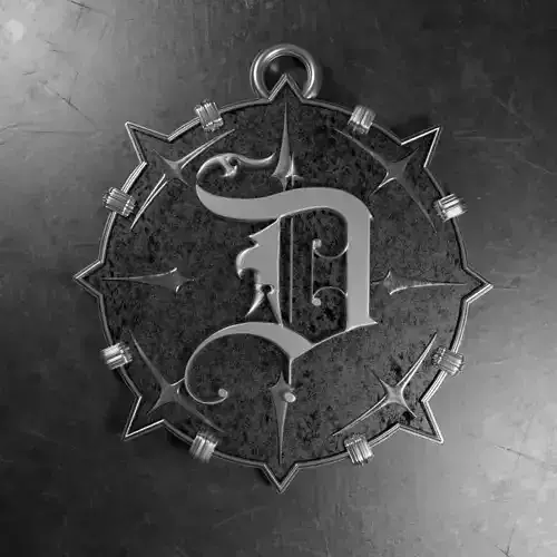 Medallion with letter D 3D printable model 3D print model