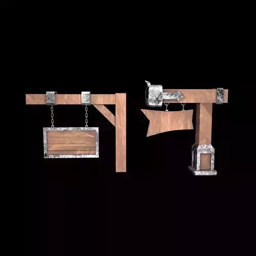 Wooden Sign Low-poly 3D model