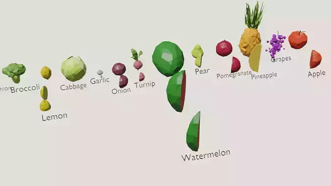 low poly vegetables Low-poly 3D model
