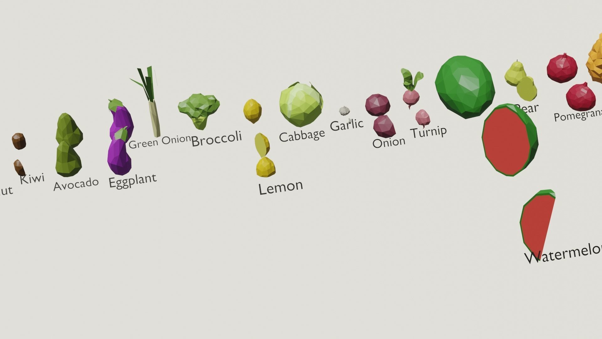 low poly vegetables Low-poly 3D model_1