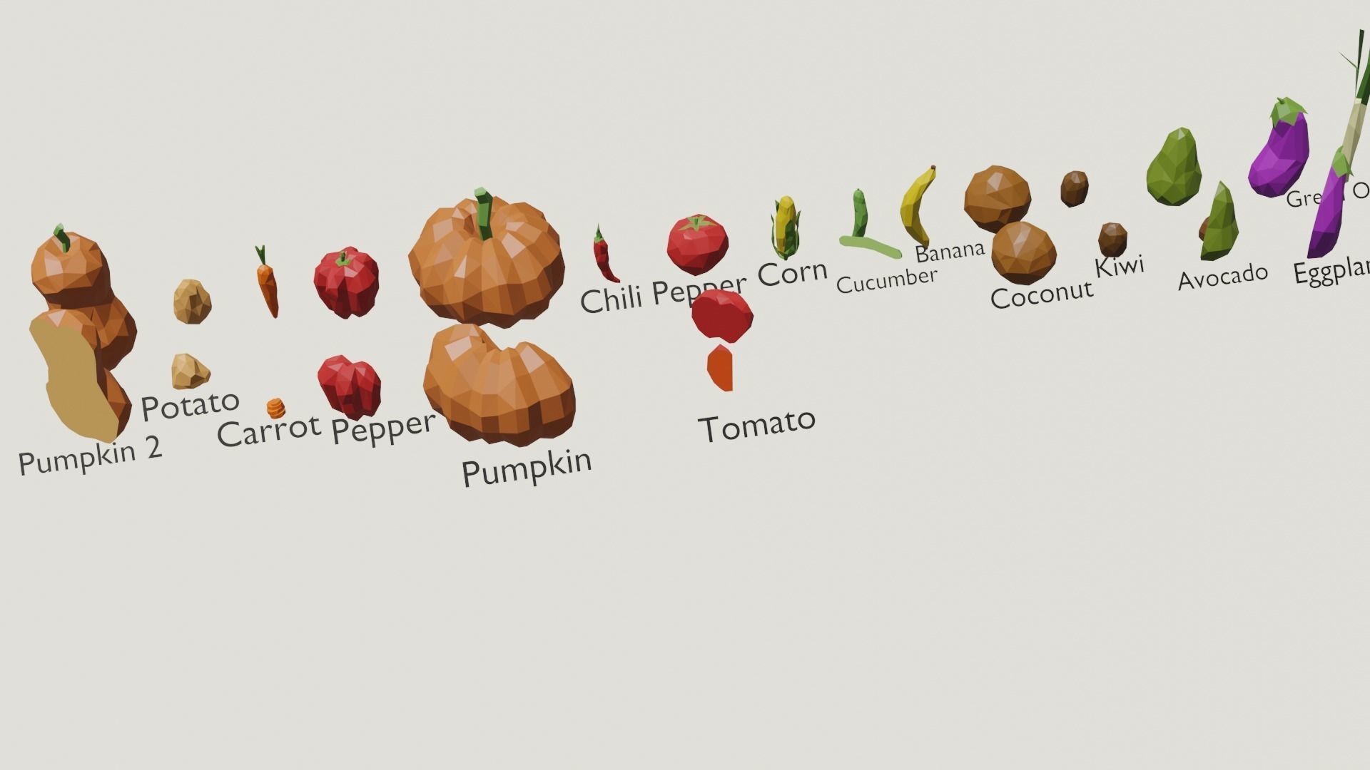 low poly vegetables Low-poly 3D model_2