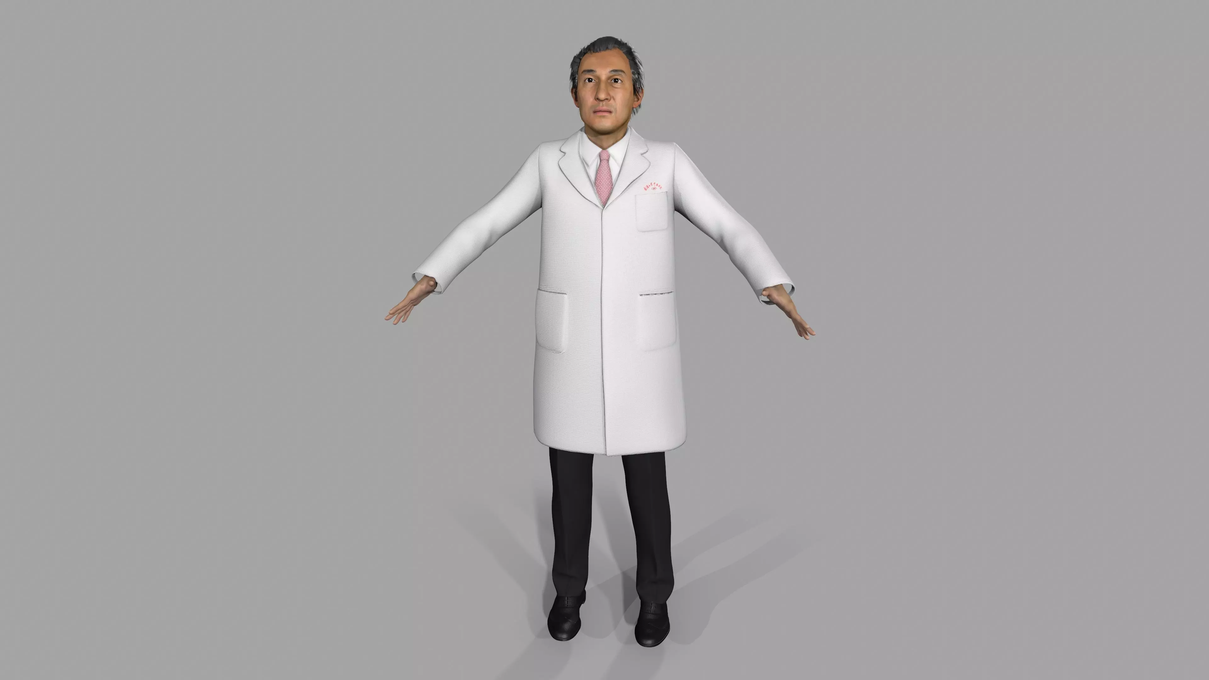 Asian Doctor Character Man Low-poly 3D model_0