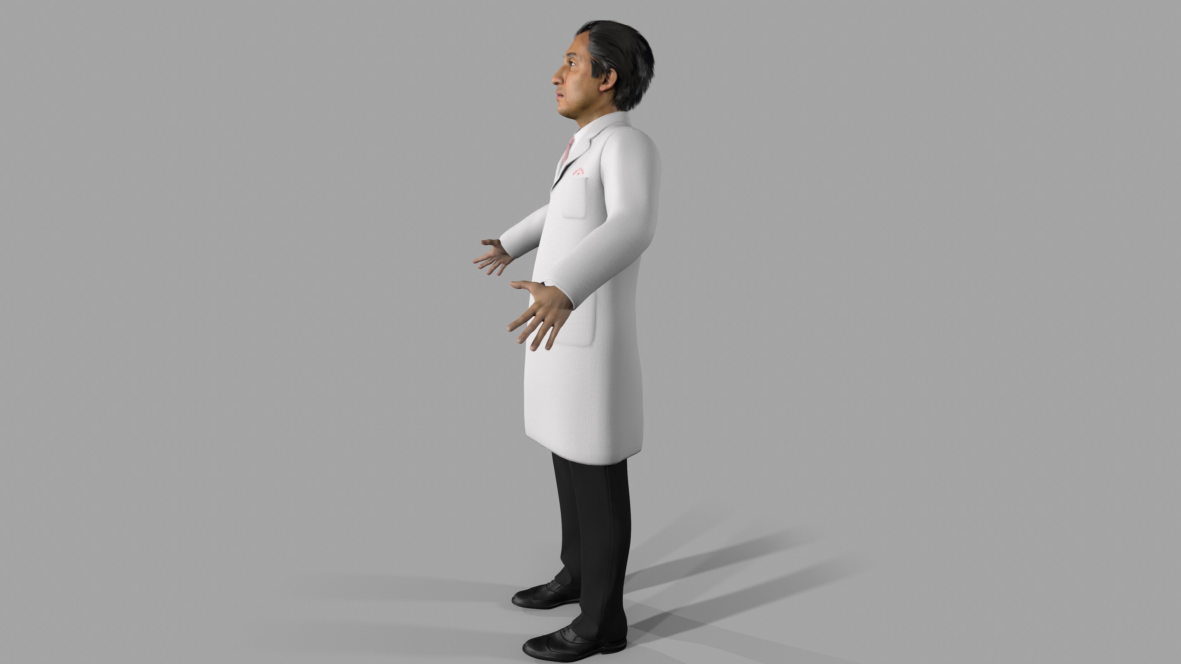 Asian Doctor Character Man Low-poly 3D model_2