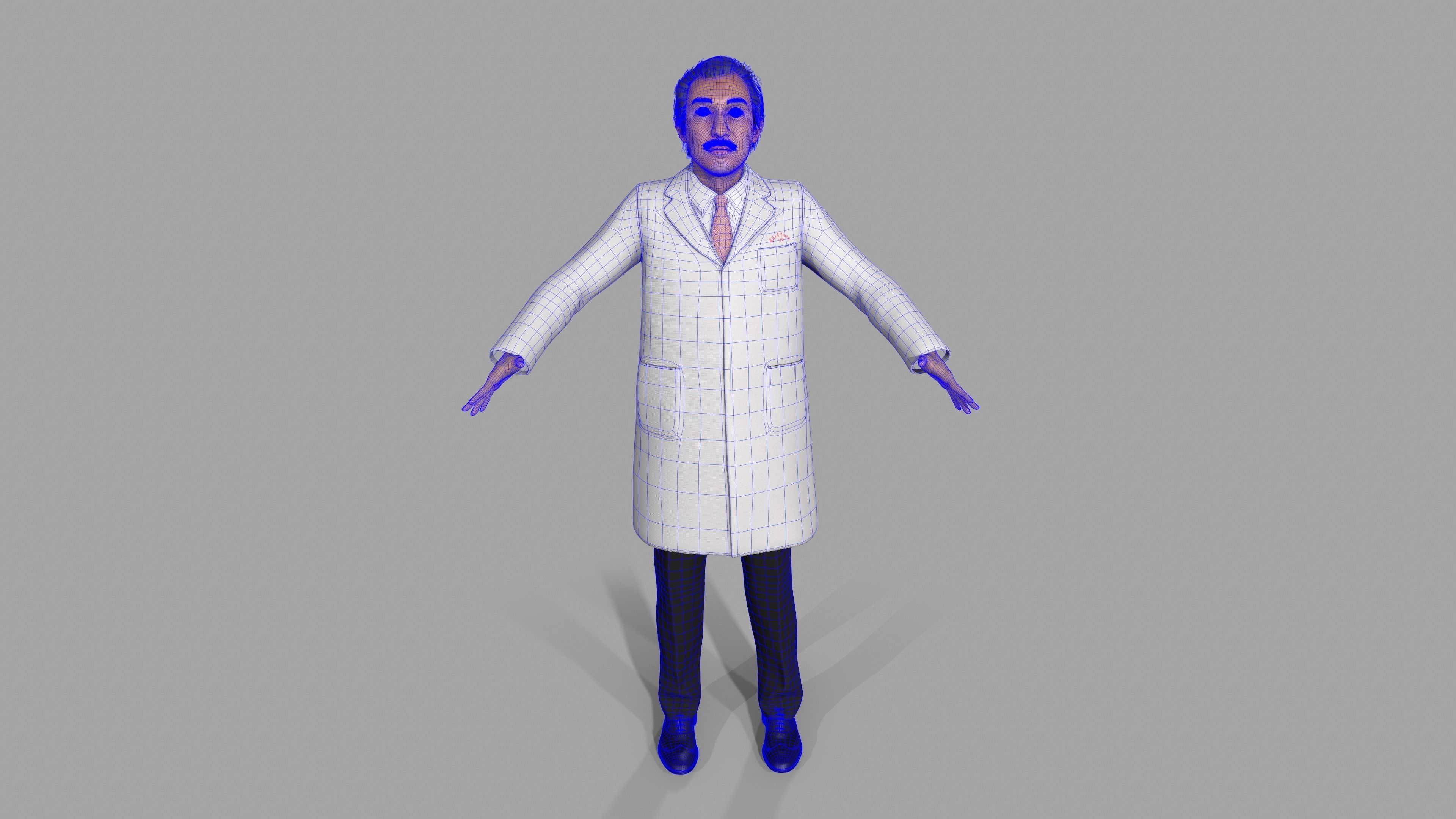 Asian Doctor Character Man Low-poly 3D model_7