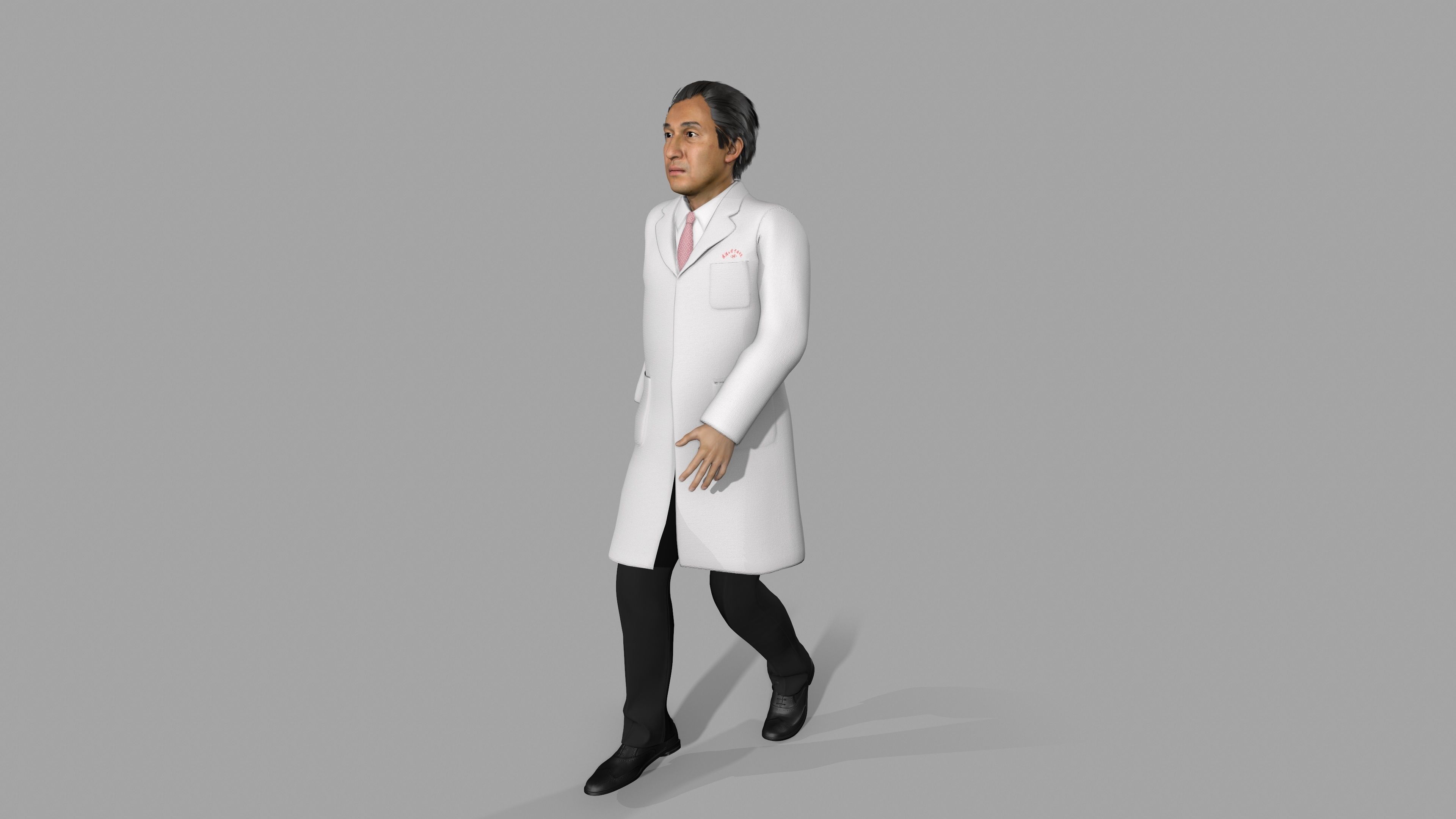 Asian Doctor Character Man Low-poly 3D model_3
