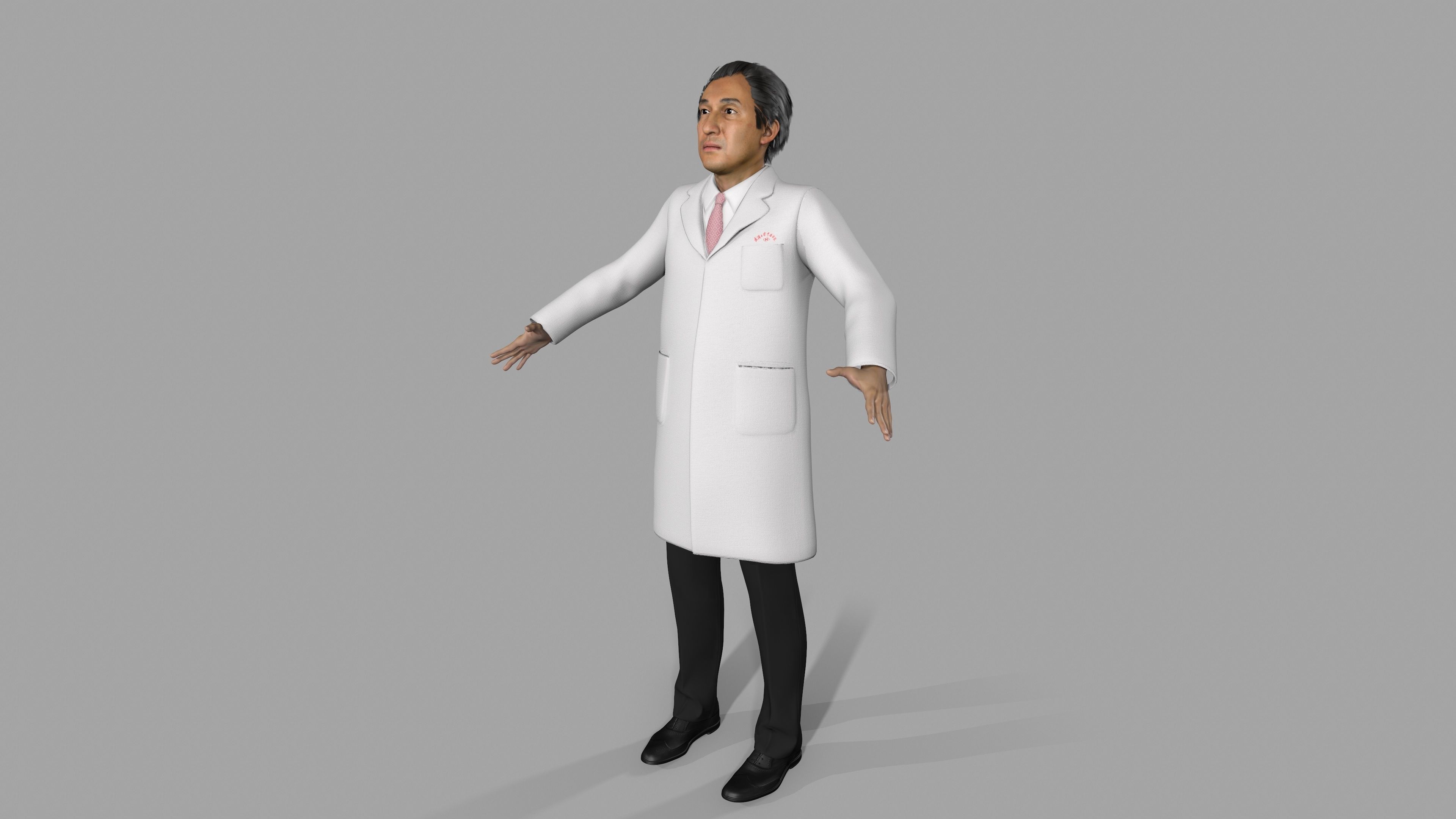 Asian Doctor Character Man Low-poly 3D model_1
