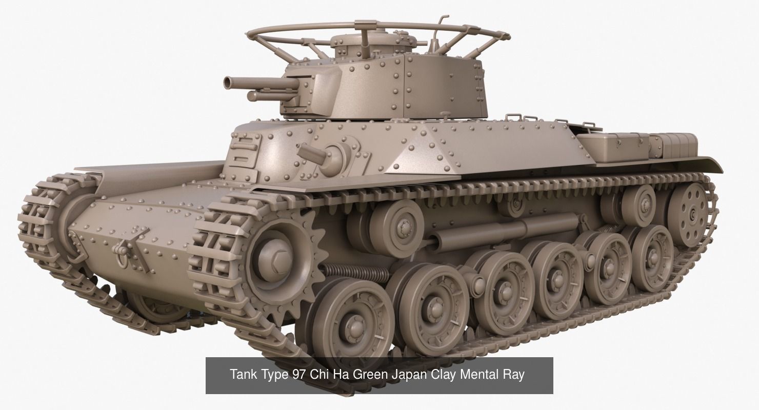 Tank Vehicle Clay Mentalray 3D Model Collection_4