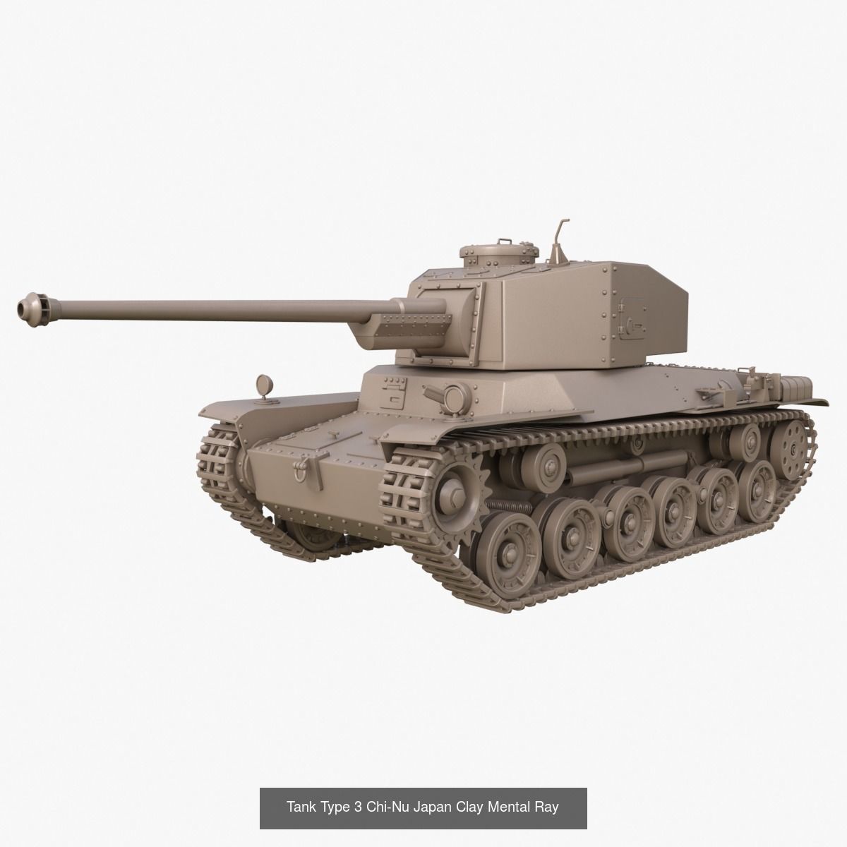 Tank Vehicle Clay Mentalray 3D Model Collection_7