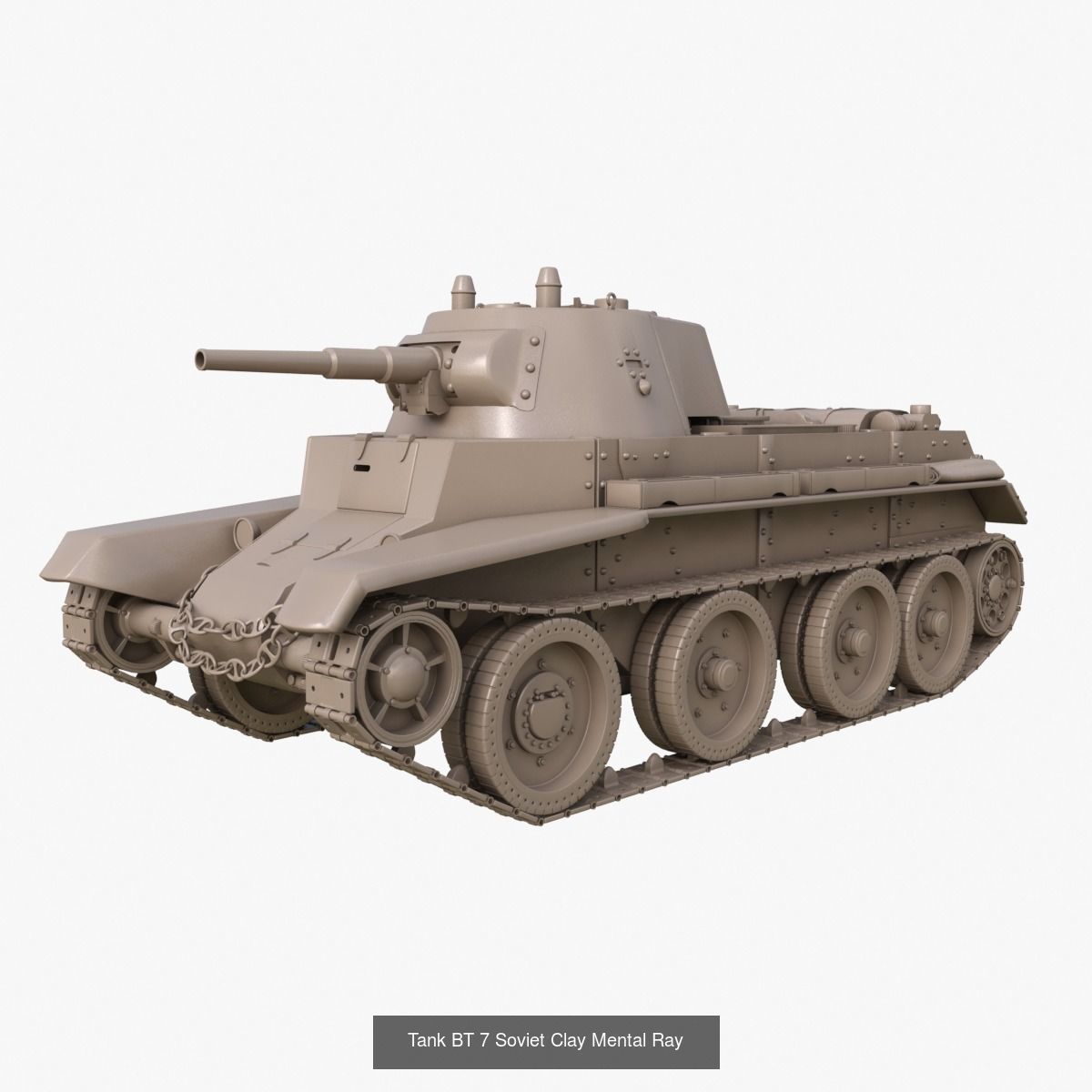 Tank Vehicle Clay Mentalray 3D Model Collection_1
