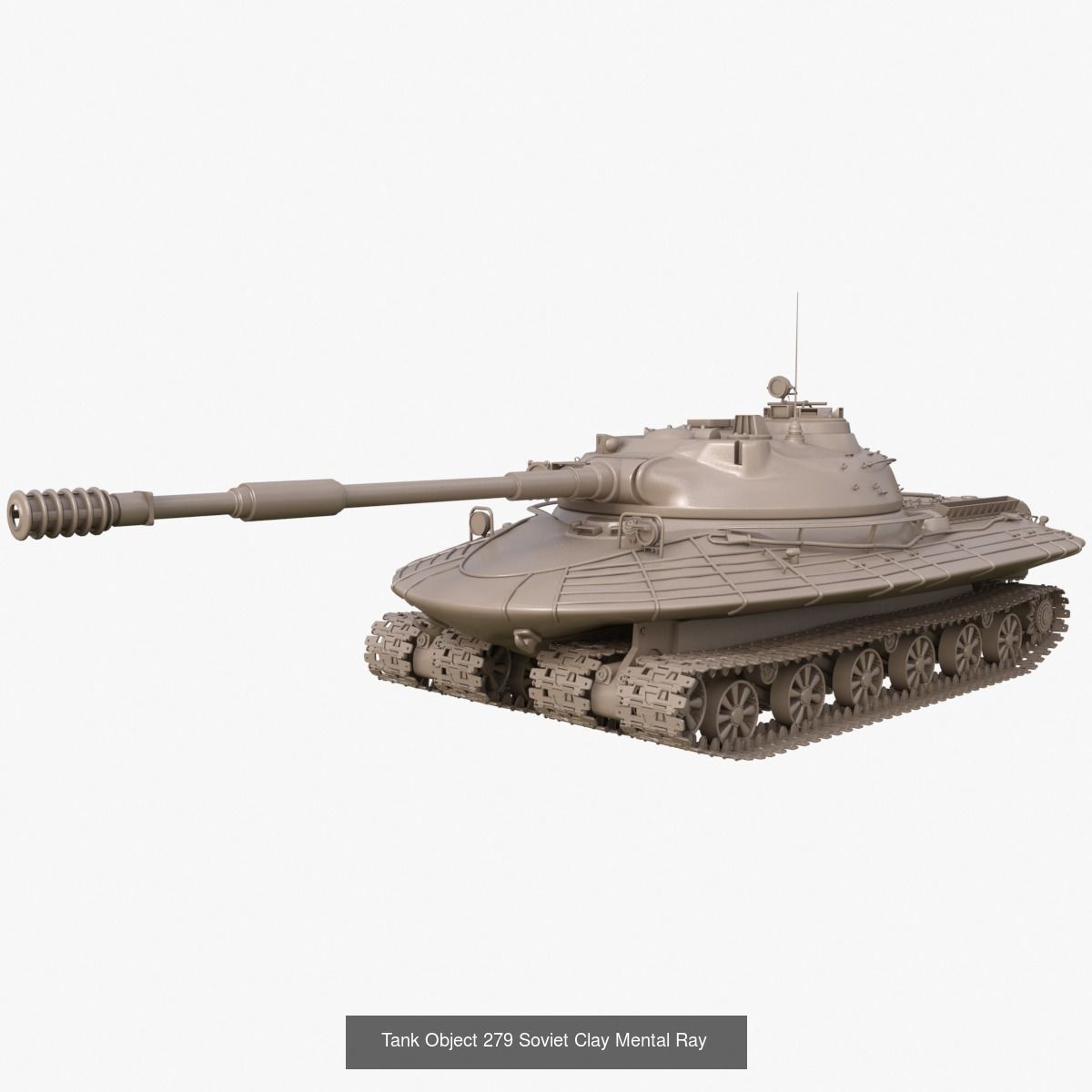 Tank Vehicle Clay Mentalray 3D Model Collection_9