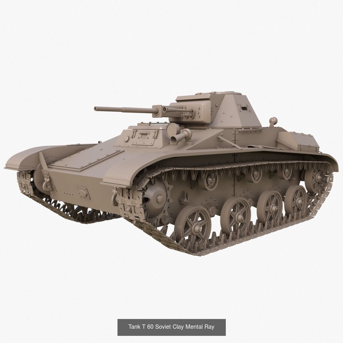 Tank Vehicle Clay Mentalray 3D Model Collection_6