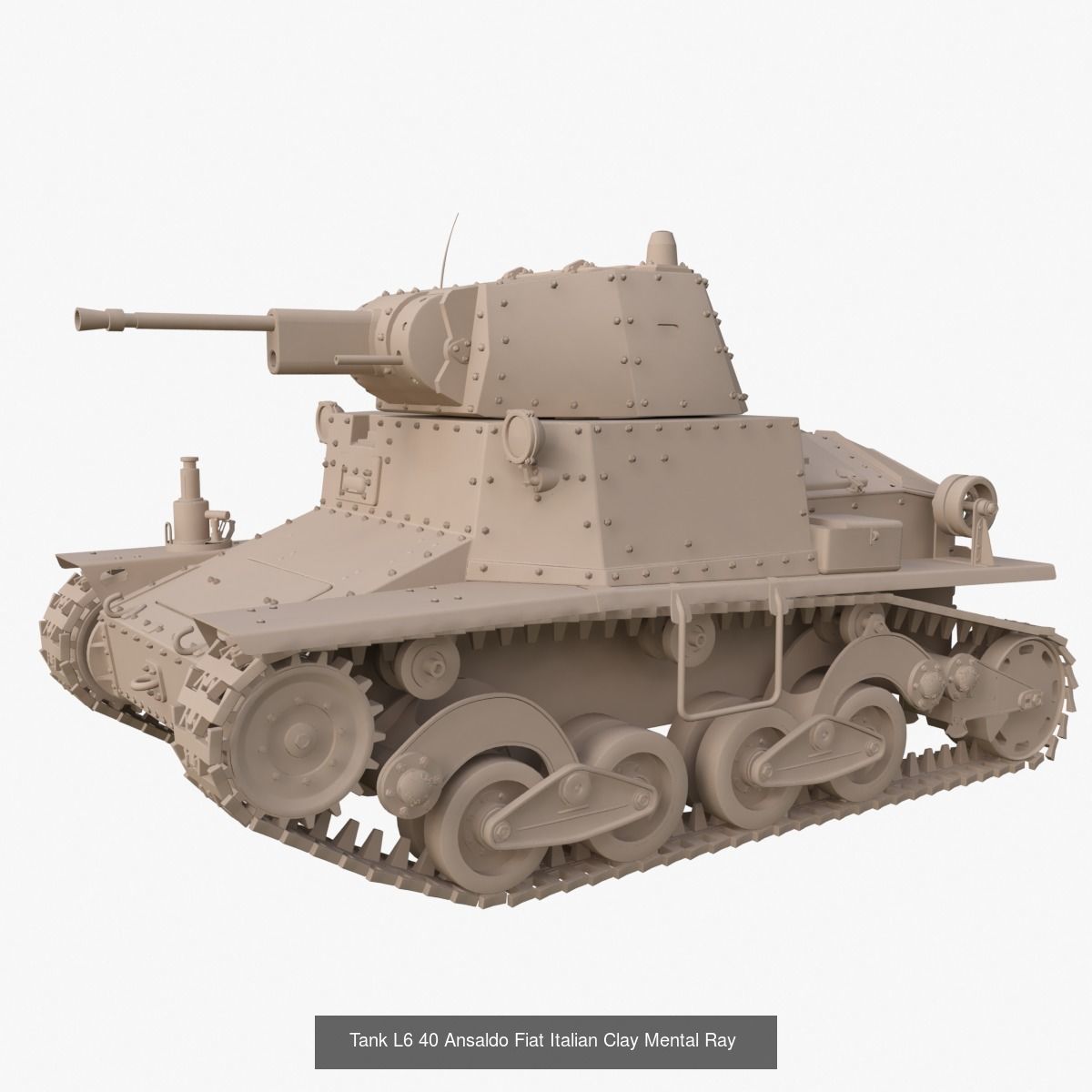 Tank Vehicle Clay Mentalray 3D Model Collection_10