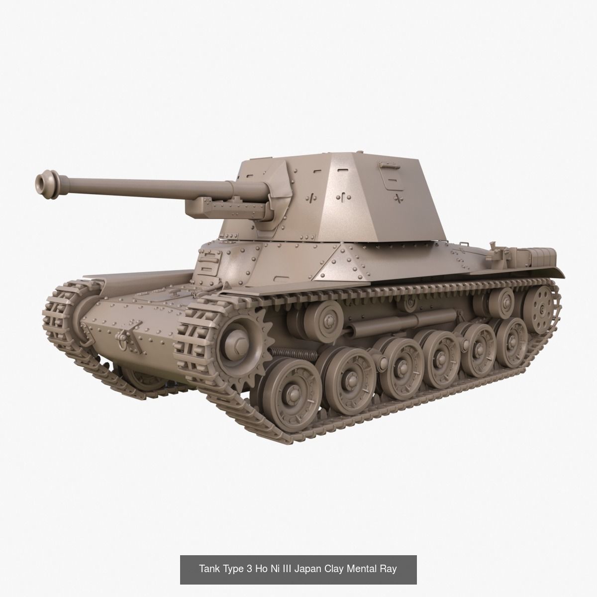 Tank Vehicle Clay Mentalray 3D Model Collection_8
