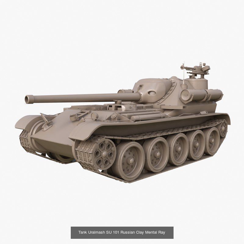 Tank Vehicle Clay Mentalray 3D Model Collection_5